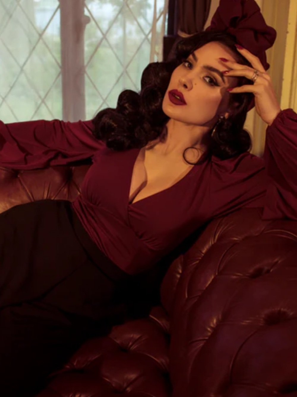 Bishop Blouse in Oxblood Size Large from La Femme En Noir